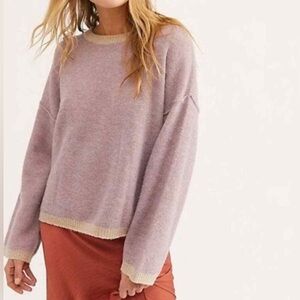 Free People Alpaca Wool Grandpa Crewneck Sweater Purple XS